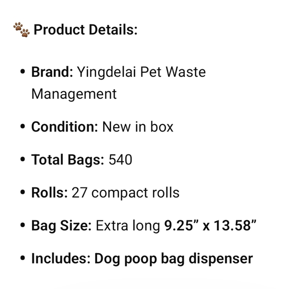 Box Of 540 Extra Long, Biodegradable Poop Bags (27 Rolls) & Dispenser - Picture 2 of 5